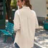 Womens Button Down Shirts Long Sleeve Cotton Gauze Tops Casual Collared Blouses Loose Fit