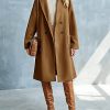 Womens Lapel Peacoat Winter Double-Breasted Outerwear Mid Long Jacket Casual Trench Coat