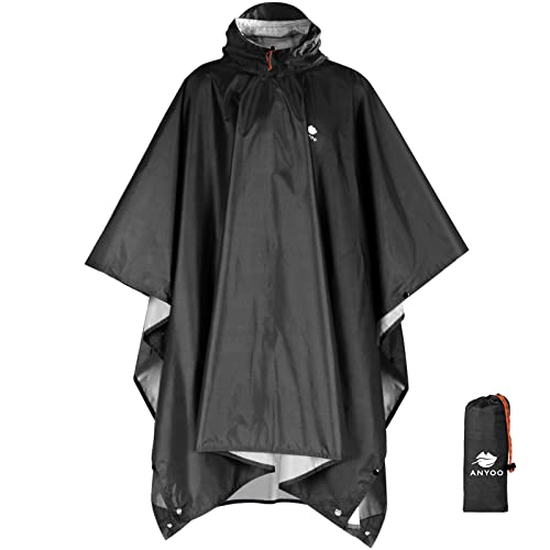 Hooded Rain Poncho for Adults Waterproof Lightweight Rain Coat for Men Women Reusable Rain Jacket for Emergency Outdoor