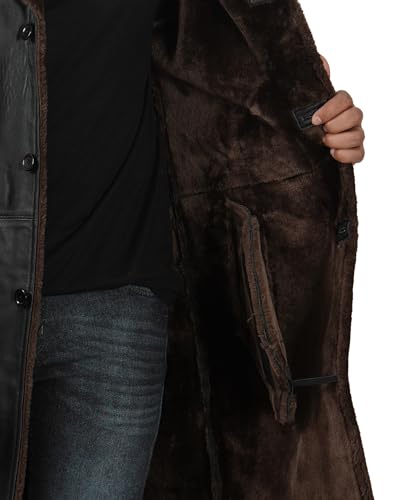 Black Trench Coat Men - Winter Shearling Long Leather Jackets For Men