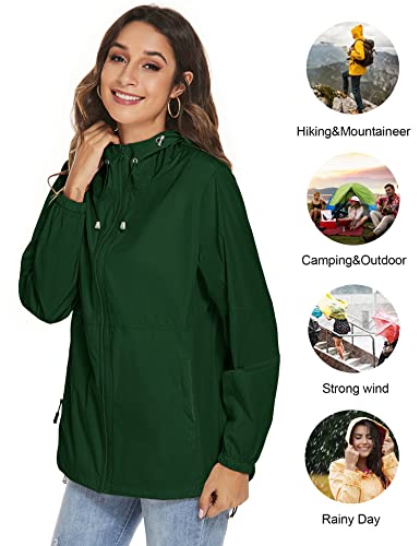 Womens Rain Jackets Waterproof Windbreaker Jackets lightweight Portable Rain Coat