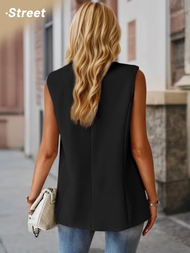 2025 Fall Women's Sleeveless Vest Blazer - Fully Lined Lightweight Fashion Casual Work Office Tops with Pockets