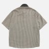 Shirts Plaid Embroidery Short Sleeve Shirt Casual Graphic T-Shirts Men Button Down Tee Tops Oufits