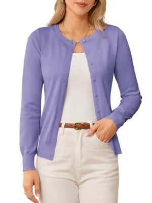 Women's Classic Long Sleeve Knit Cardigan Sweaters Casual Open Front Button Down Cardigans S-3XL