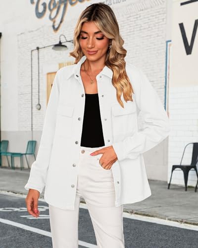 Jean Jackets for Women 2025 Fall Fashion Oversized Button Down Denim Jacket Western Shacket Jacket with Pockets
