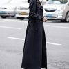 Women's Double Breasted Duster Trench Coat Slim Full Length Maxi Long Overcoat