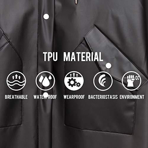 L-Rain Durable TPU Clear Rain Coat for Adults - Women and Men Fashion Hooded Rain Poncho