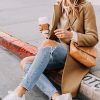 Women's Winter Wool Coat Casual Notch Lapel Single-Breasted Peacoat