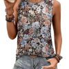 Womens Tank Tops Eyelet Loose Casual Summer Tops Crew Neck Basic Sleeveless Shirts Trendy 2025