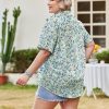 Womens Plus Size Linen Button Down Shirts Short Sleeve Cotton Casual Collared Shirt V Neck Summer Blouses Tops