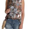 Womens Tank Tops Eyelet Loose Casual Summer Tops Crew Neck Basic Sleeveless Shirts Trendy 2025
