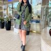 Women’s Oversized Button Up Frayed Hem Shacket Long Sleeve Pockets Denim Jean Jacket