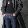 Men Black Waterproof Long Raincoat Rain Coat Hooded Trench Jacket Outdoor Hiking -yuyi