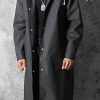 Men Black Waterproof Long Raincoat Rain Coat Hooded Trench Jacket Outdoor Hiking -yuyi