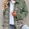 Womens Oversized Denim Jacket Casual Long Sleeve Button Down Plaid Shacket Boyfriend Jean Jacket With Pockets