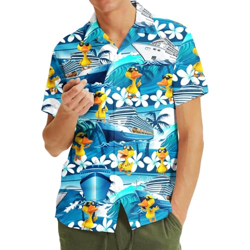 Mens Hawaiian Shirt, Tropical Raccoon Hawaiian Shirt Casual Button Down Holiday Beach Summer Short Sleeve Shirt