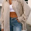 Womens Striped Button Down Shirt Casual Long Sleeve Blouse Top
