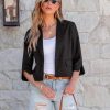 Linen Blazers for Women Business Casual Cropped 3/4 Sleeve Lightweight Lined Work Office Suit Blazer Jackets