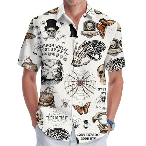 Gifts for Halloween, Halloween Button Down Shirt for Men, Skull Shirt for Men, Skull Gifts, Birthday Gifts for Men