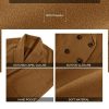 Womens Lapel Peacoat Winter Double-Breasted Outerwear Mid Long Jacket Casual Trench Coat