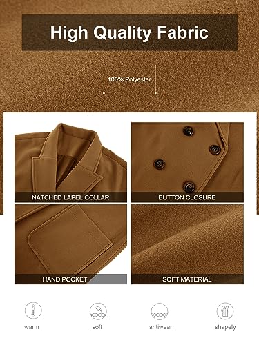 Womens Lapel Peacoat Winter Double-Breasted Outerwear Mid Long Jacket Casual Trench Coat
