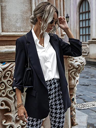 Women Oversized Button Down Shirts Office Drop Shoulder Blouse Long Sleeve Boyfriend Dress Shirt with Pockets