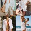 Womens Button Down Shirts Long Sleeve Dress Shirt Textured Collared Work Blouse Dressy Casual Tops with Pocket
