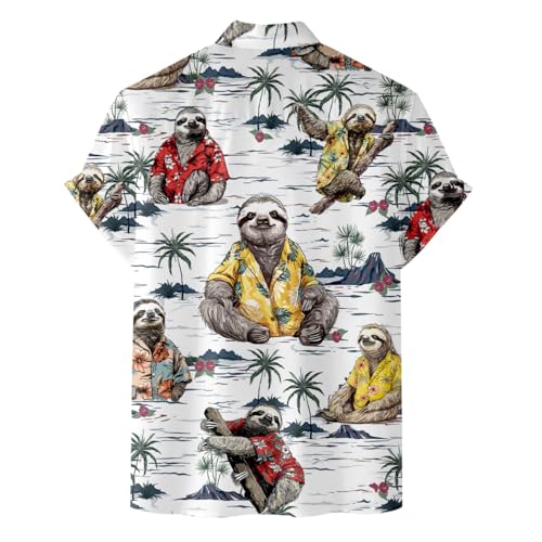 Funny Tropical Opposum Hawaiian Shirt for Men Women, Short Sleeve Button Up Relaxed Fit Casual Hawaiian Shirts for Adults