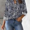 Womens Button Down Shirt Long Sleeve Blouse Business Work Tops Dressy Casual Floral Printed Outfits with Pocket