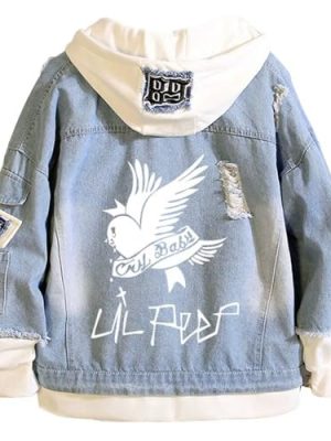 Rapper Denim Jacket Jeans Love Printed Fashion Sport Hip Hop Hoodie