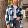Womens Fall Outfits Fashion Clothes Shackets Flannel Plaid Button Down Long Sleeve Shirts Jackets