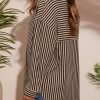 Womens Waffle Knit Button Down Shirt Stripe Long Sleeve Casual Blouses Tops