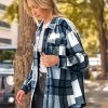 Womens Fall Outfits Fashion Clothes Shackets Flannel Plaid Button Down Long Sleeve Shirts Jackets