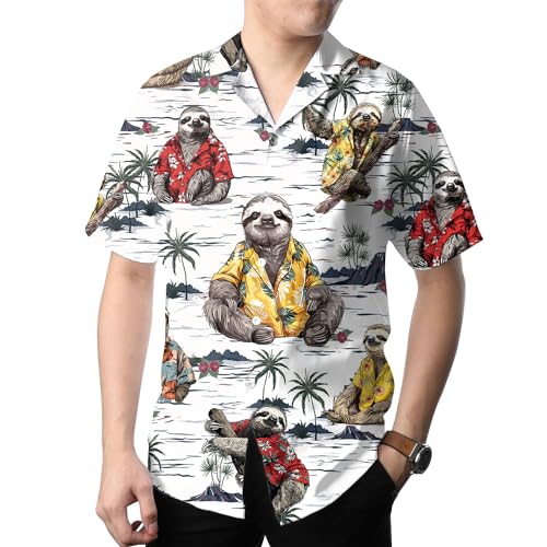 Funny Tropical Opposum Hawaiian Shirt for Men Women, Short Sleeve Button Up Relaxed Fit Casual Hawaiian Shirts for Adults