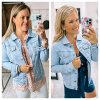 Women's Basic Button Down Long Sleeve Stretchy Jean Trucker Denim Jacket