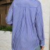Women's Striped Button Down Shirts Casual Long Sleeve Boyfriend Loose Collared Blouses Tops