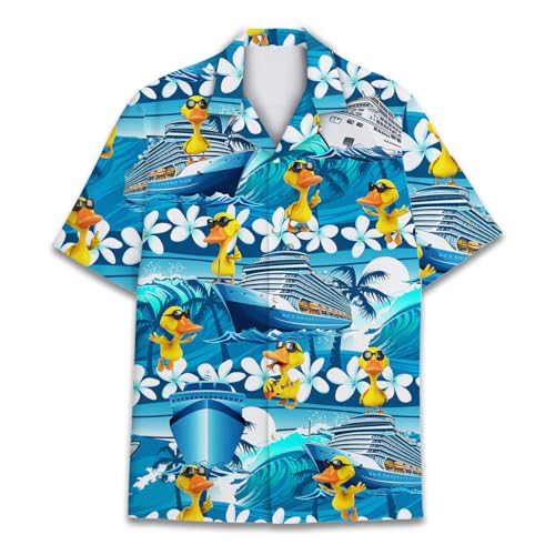 Mens Hawaiian Shirt, Tropical Raccoon Hawaiian Shirt Casual Button Down Holiday Beach Summer Short Sleeve Shirt