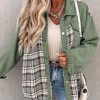 Womens Oversized Denim Jacket Casual Long Sleeve Button Down Plaid Shacket Boyfriend Jean Jacket With Pockets