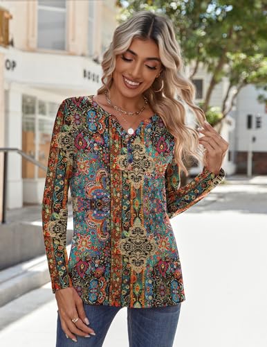 Long Sleeve Shirts for Women Casual V Neck Fall Tops Dressy Summer Work Blouses Clothes