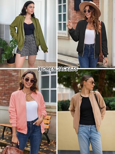 Women's Sherpa Fleece Jacket Long Sleeve Faux Fuzzy Casual Zip Up Bomber Coat With Pocket S-XXL