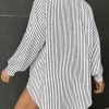 Womens Button Down Shirts Stripe Long Sleeve Blouse Casual Work Office Shirt Oversize Tops