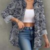 Womens Button Down Shirt Long Sleeve Blouse Business Work Tops Dressy Casual Floral Printed Outfits with Pocket
