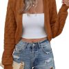 Womens Cropped Cardigan Bolero Shrugs for Dresses Knit Open Front Long Sleeve Sweater