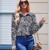 Womens Button Down Shirt Long Sleeve Blouse Business Work Tops Dressy Casual Floral Printed Outfits with Pocket
