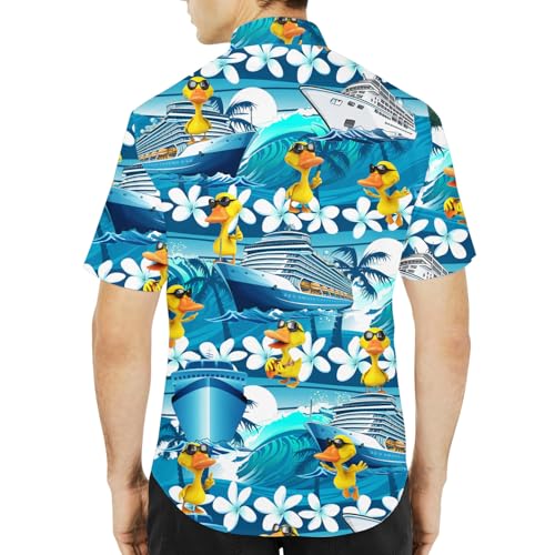 Mens Hawaiian Shirt, Tropical Raccoon Hawaiian Shirt Casual Button Down Holiday Beach Summer Short Sleeve Shirt