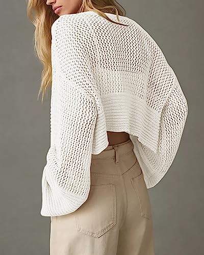 Cropped Cardigan Sweaters for Women Kimonos Boho Lightweight Summer Open Front Knit Cardigan Outerwear