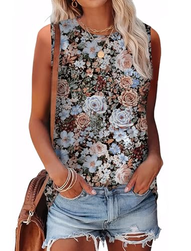Womens Tank Tops Eyelet Loose Casual Summer Tops Crew Neck Basic Sleeveless Shirts Trendy 2025