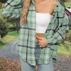 Womens Buffalo Plaid Flannel Shirt Long Sleeve Collar Button Down Blouses Lightweight Tops (S-2XL)
