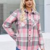 Womens Button Down Flannel Shirts Long Sleeve Plaid Blouses Lightweight Business Dressy Casual Top with Pockets