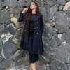 2024 Women's Fashion Trench Coat Notch Lapel Double Breasted Thick A Line Pea Coats Jacket with Pockets(S-2XL)